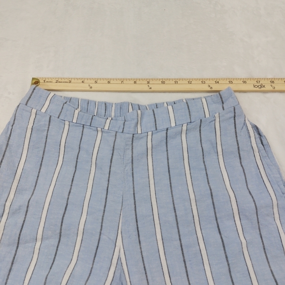 ARIZONA WOMENS BLUE STRIPED COTTON LINEN WIDE LEG PULL ON CAPRI PANTS SIZE XL - Picture 4 of 6